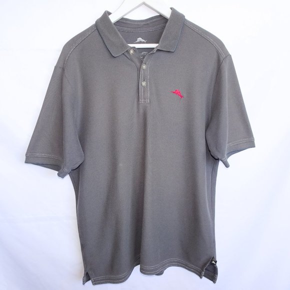 Tommy Bahama Gray Supima Cotton Polo Tshirt - Picture 1 of 5